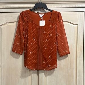 LC Lauren Conrad Terracotta Floral Blouse